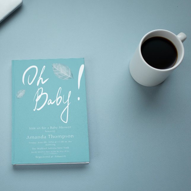 Minimalistic Handwritten Blue Boy Baby Shower Invitation (Creator Uploaded)