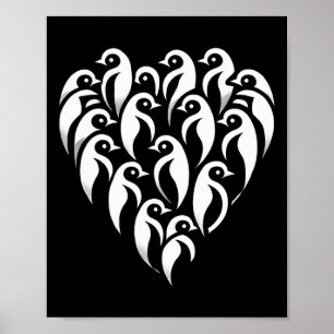 Minimalistic Heart-shaped Penguin Group Design For Poster