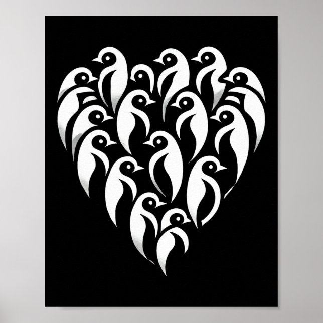 Minimalistic Heart-shaped Penguin Group Design For Poster (Front)