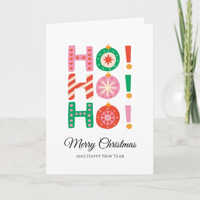 Minimalistic Ho Ho Ho Merry Christmas &  New Year  Card (Front)