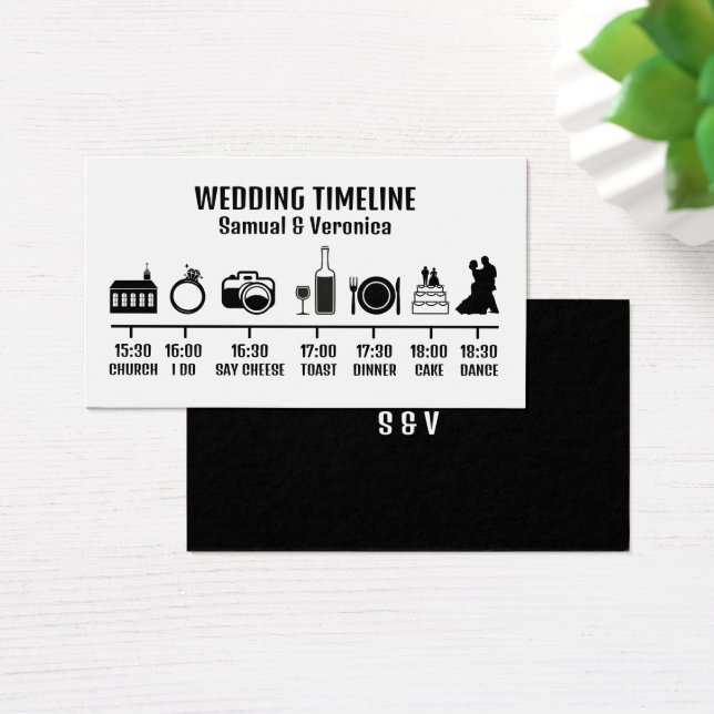 Minimalistic Icon Wedding Timeline Card (Desk)