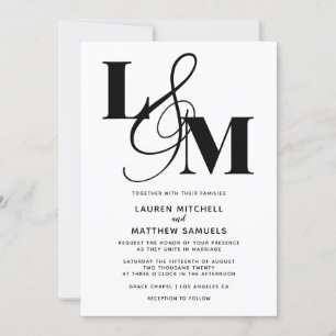 Minimalistic Initial Wedding Invitation