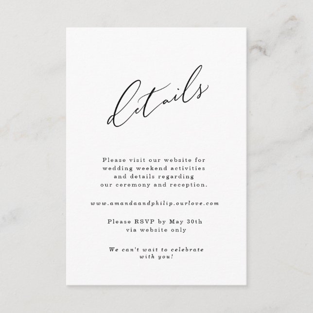 Minimalistic Invitation Suite Details Card (Front)