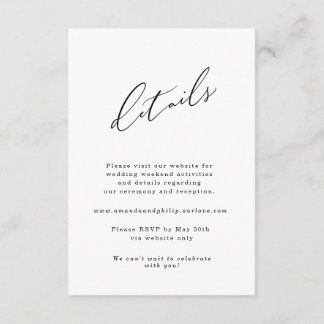 Minimalistic Invitation Suite Details Card