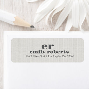 Minimalistic Ivory White Burlap Grey Typography Return Address Label