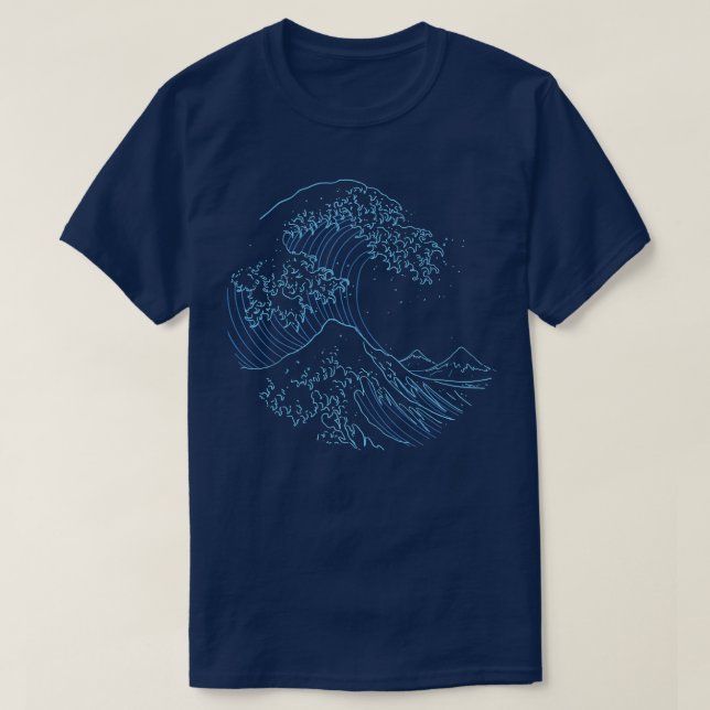 Minimalistic Kanagawa Great Wave Japan  T-Shirt (Design Front)
