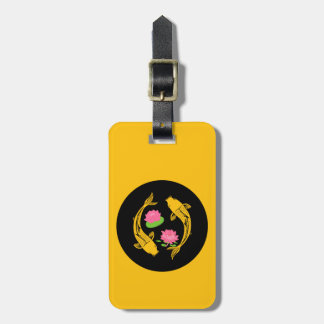 Minimalistic Koi Fish Swirl With Water Lillies Luggage Tag