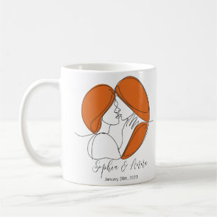 Minimalistic Lesbian Kiss Line Art Personalised Coffee Mug