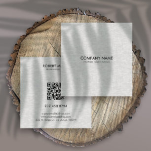Minimalistic Light Grey Linen Texture Square Business Card