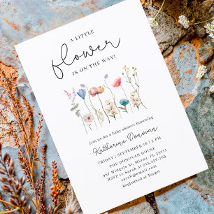 Minimalistic Long-stem Wildflower Baby Shower Invitation