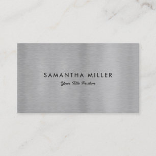 Minimalistic Luxury Metallic Silver Texture Business Card