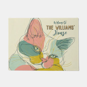 Minimalistic Maine Coon Cat Welcome Mat