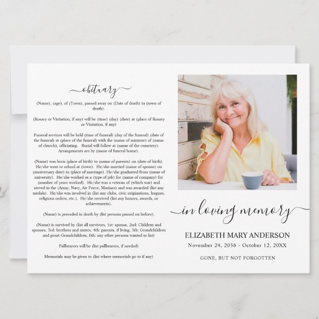 Minimalistic Memorial Funeral Invitation (Front)