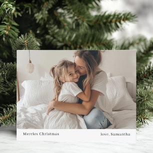Minimalistic Merries Christmas and Photo Christmas Postcard