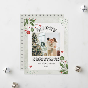 Minimalistic Merry Christmas Family Photo Holiday Card