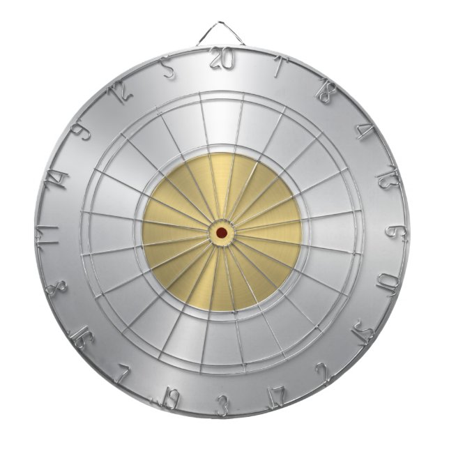 Minimalistic Metallic Gold and Silver Texture Dartboard (Front)