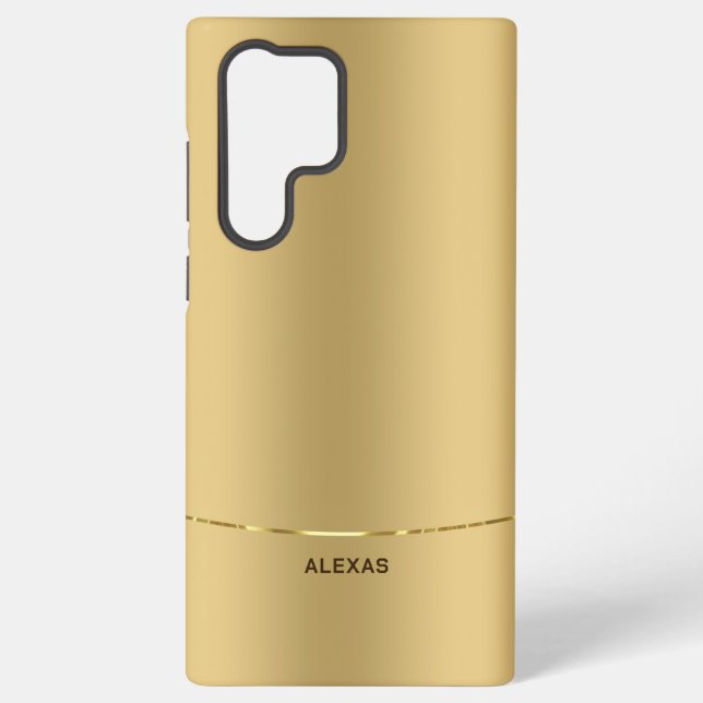 Minimalistic metallic gold background samsung galaxy s22 ultra case (Back)