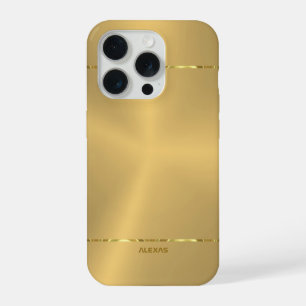 Minimalistic metallic gold background Shiny Stripe iPhone 15 Pro Case