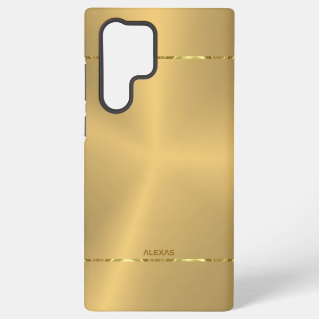 Minimalistic metallic gold background Shiny Stripe Samsung Galaxy S22 Ultra Case (Back)
