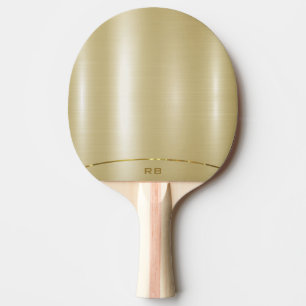Minimalistic metallic gold monogram ping pong paddle