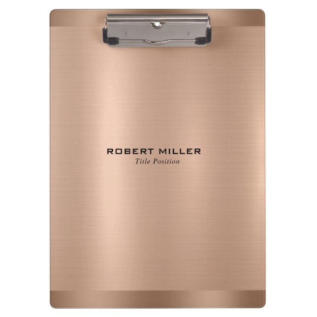 Minimalistic Metallic Rose-Gold Texture  Clipboard (Front)