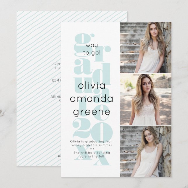 Minimalistic Mint Graduation Announcement (Front/Back)