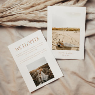 Minimalistic Modern 2-Photo Wedding 'We Eloped!' Announcement