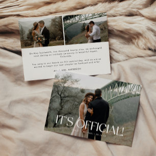 Minimalistic Modern 3-Photo Wedding Elopement Announcement