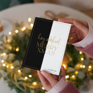 Minimalistic Modern black and white split screen Invitation