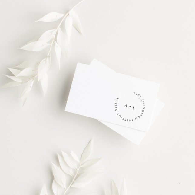 Minimalistic Modern Black White Circle Monogram Business Card (Creator Uploaded)