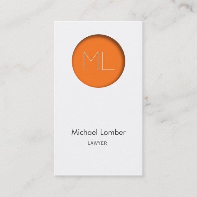 Minimalistic modern Business Card orange circle (Front)