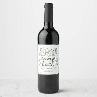 Minimalistic Modern Camp Bachelorette Green Script Wine Label