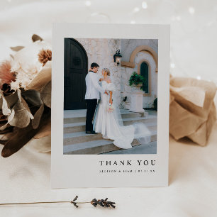 Minimalistic Modern Custom Wedding Photo Thank You Card