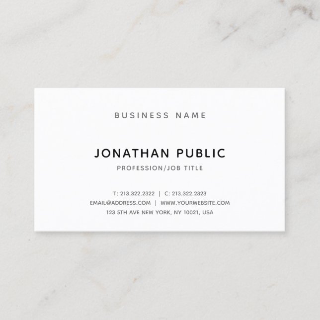 Minimalistic Modern Design Beautiful Smart Plain Business Card (Front)