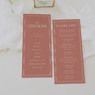 Minimalistic Modern Dusty Rose Wedding Ceremony Program