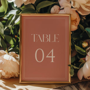 Minimalistic Modern Dusty Rose & White Wedding Table Number