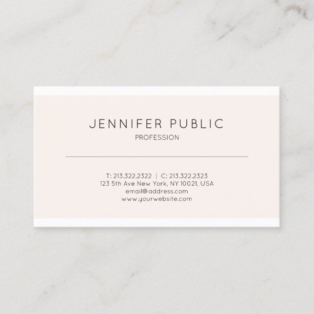 Minimalistic Modern Elegant Colour Plain Trendy Business Card (Front)