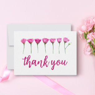 Minimalistic Modern Floral Pink  Thank You Card
