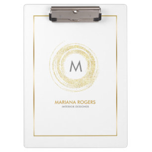 Minimalistic Modern Gold Glitter Circle Clipboard