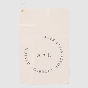 Minimalistic Modern Ivory Cream Circle Monogram Golf Towel