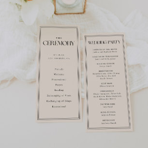 Minimalistic Modern Ivory Cream Wedding Ceremony Program