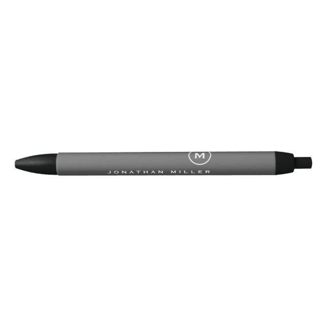 Minimalistic Modern Monogram Black Ink Pen (Front)