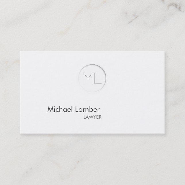 Minimalistic Modern Monogram Business Card (Front)