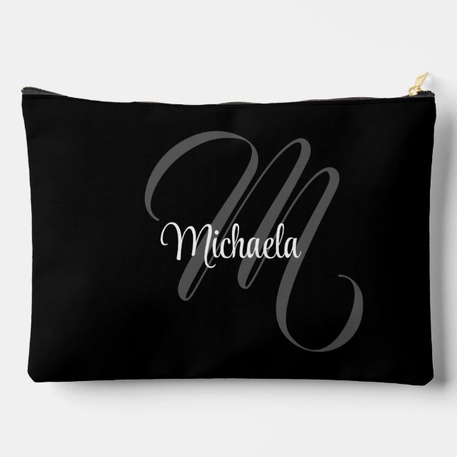 Minimalistic modern monogram initial name accessory pouch (Back)