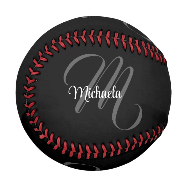 Minimalistic modern monogram initial name baseball (Front Left)