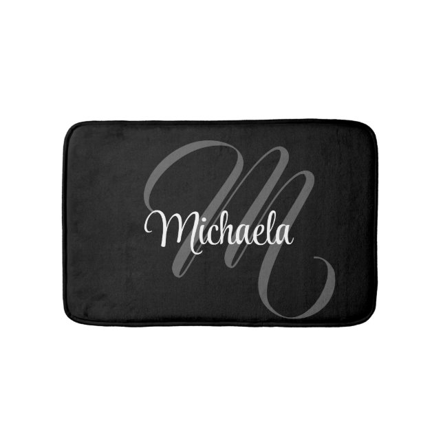 Minimalistic modern monogram initial name bath mat (Front)