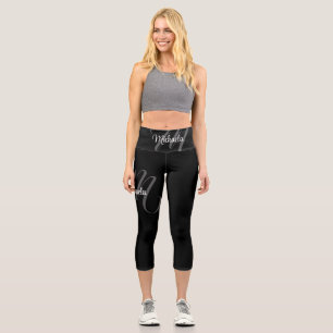 Minimalistic modern monogram initial name capri leggings