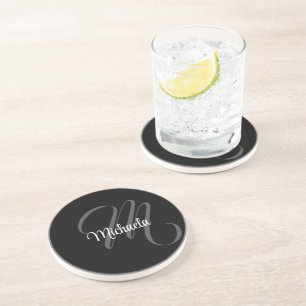 Minimalistic modern monogram initial name coaster