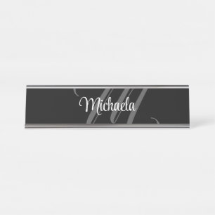 Minimalistic modern monogram initial name desk name plate