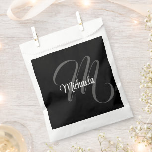 Minimalistic modern monogram initial name favour bag